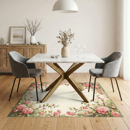 Pink Floral Vintage Washable Area Rug