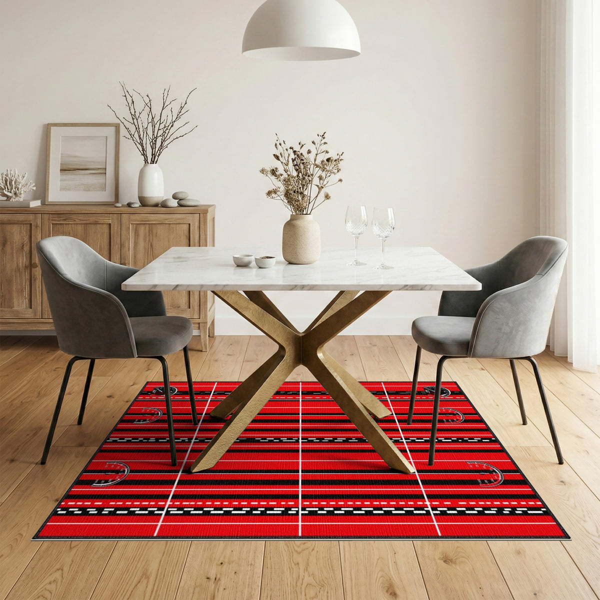 Red Speedometer Racing Stripe Area Rug