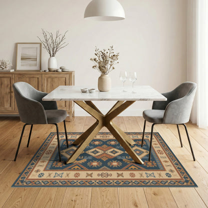 Blue and Teal Southwestern Blue Geometric Area Rug