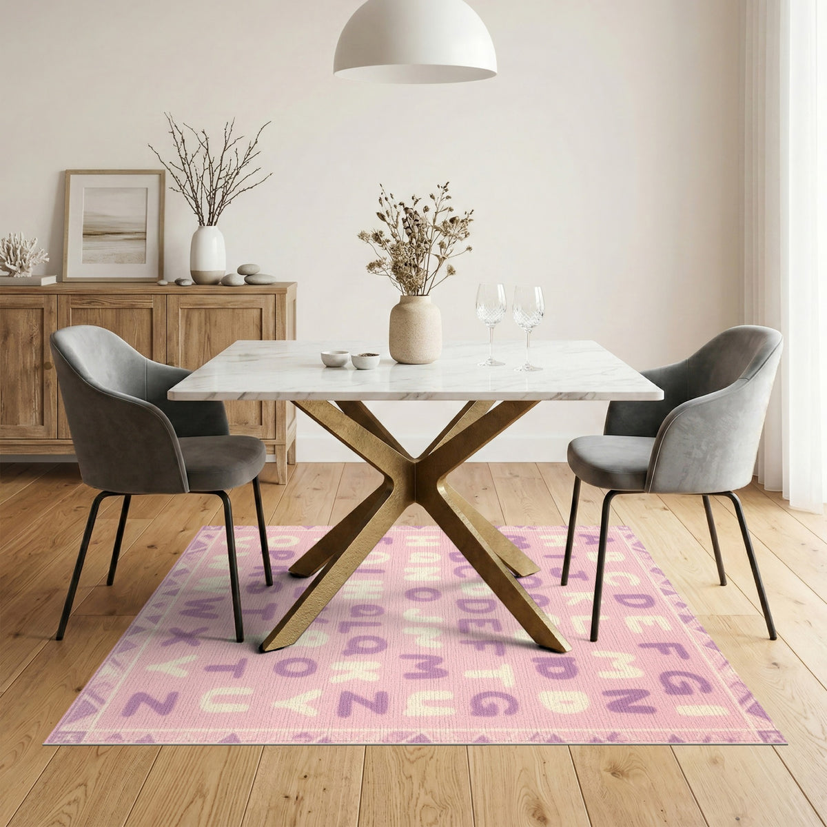 Purple Alphabet Kids Washable Area Rug