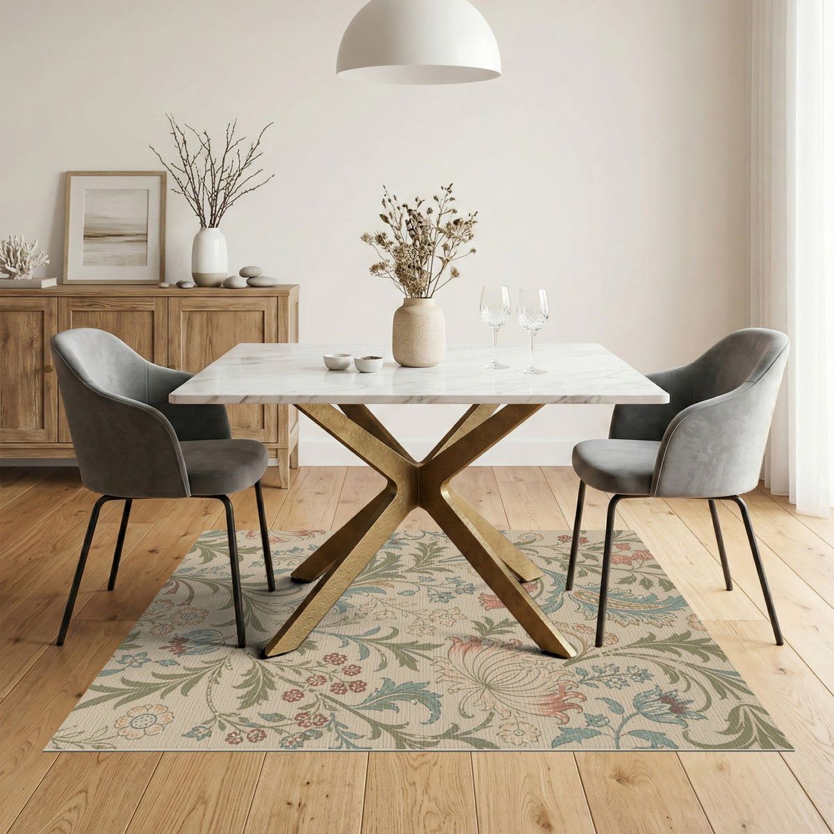 Vintage Floral Beige Area Rug