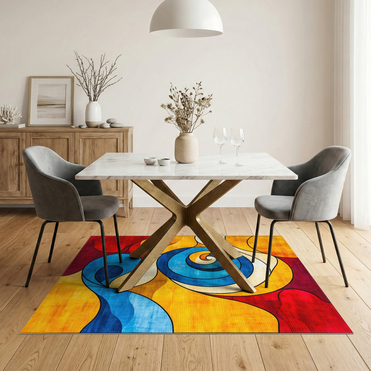 Abstract Area Multi-color and Patterns Vibrant Swirl Abstract Multi-Color Area Rug
