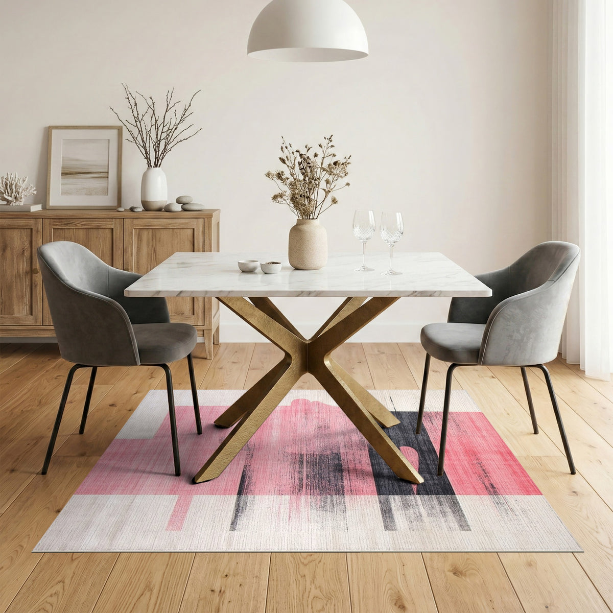 Pink Abstract Face Silhouette Rug