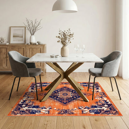 Orange Distressed Patriotic Area Rug