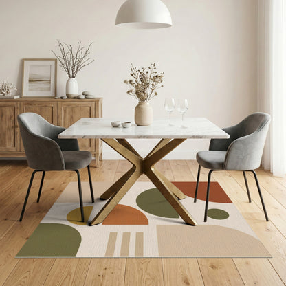 Geometric Brown Tan Geometric Modern Area Rug