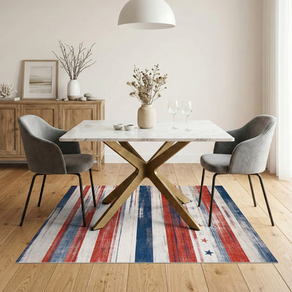 Distressed American Flag Washable Area Rug