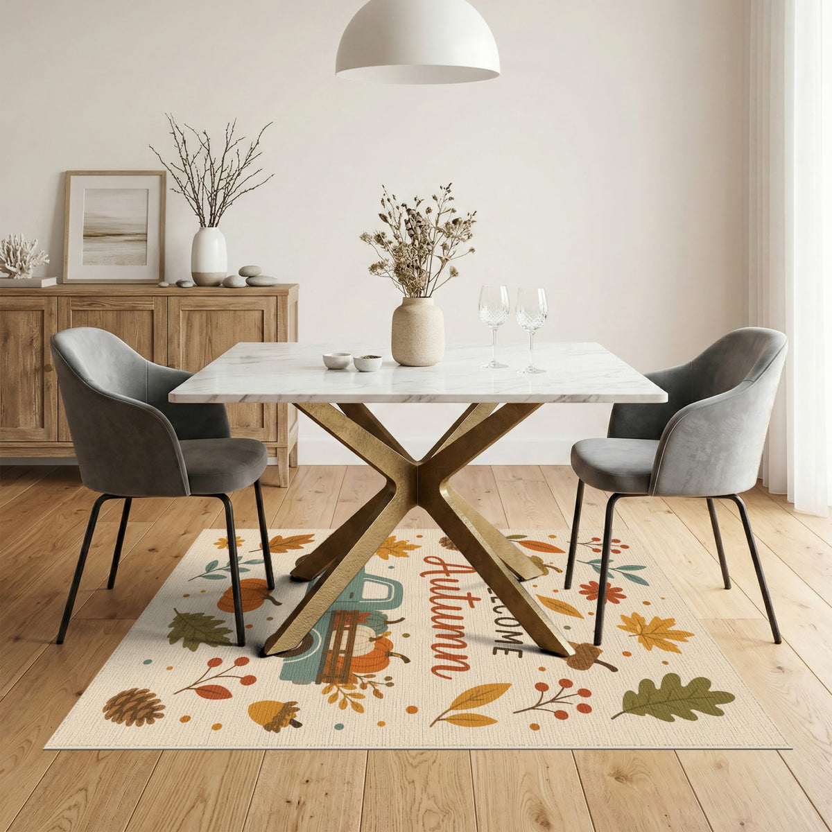 Welcome Autumn Truck Area Rug