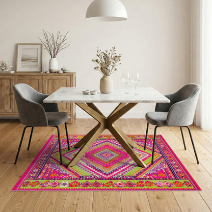 Vibrant Multi-Color Tribal Diamond Area Rug