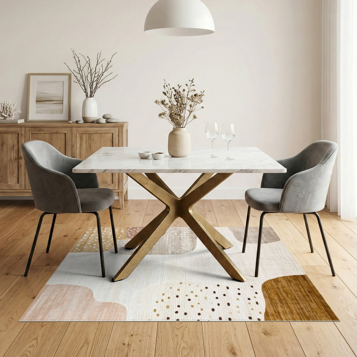 Abstract Neutral Beige Area Rug