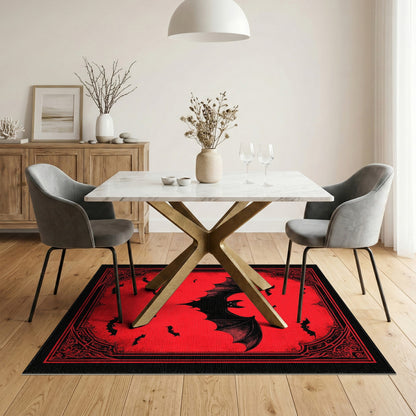 Red Bat Distressed Area Rug