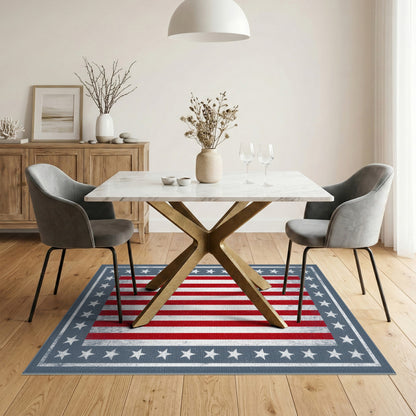 Multi-color and Patterns Distressed Patriotic American Flag Area Rug