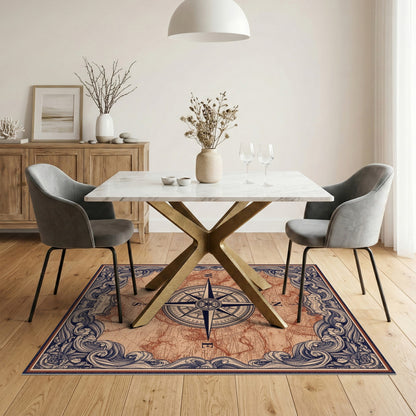 Vintage Compass Map Area Rug