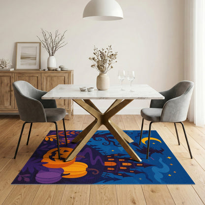 Halloween Witch Castle Pumpkin Area Rug