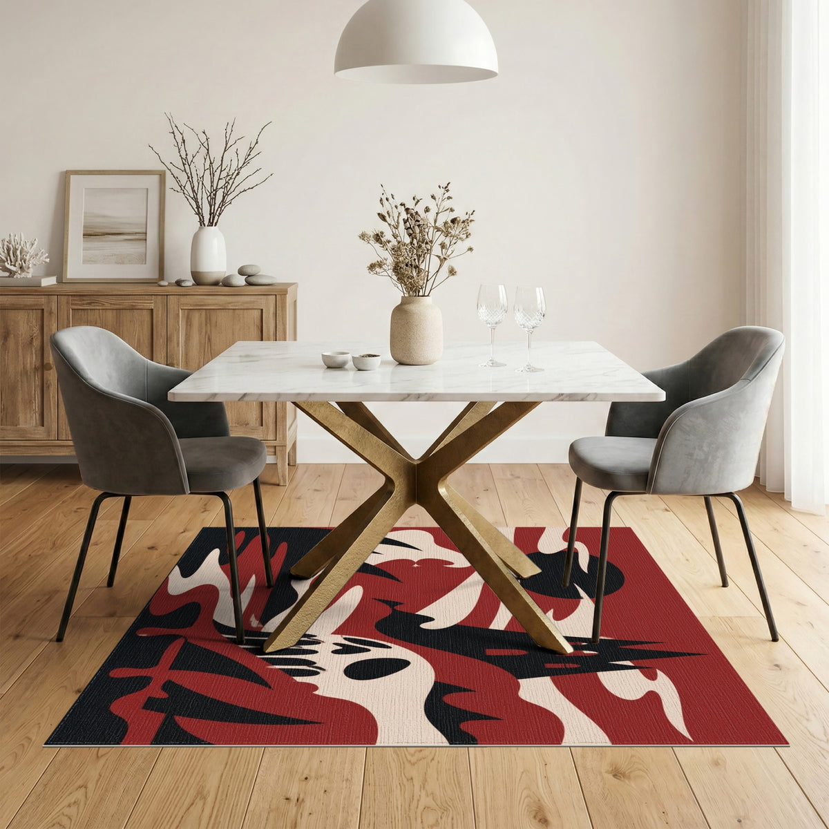 Gothic Red Skull Cathedral Area Rug