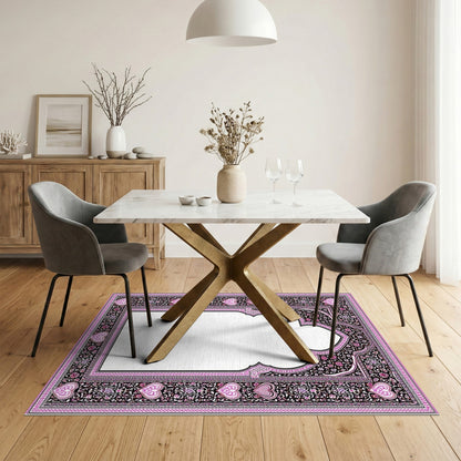 Pink Floral Heart Arch Area Rug