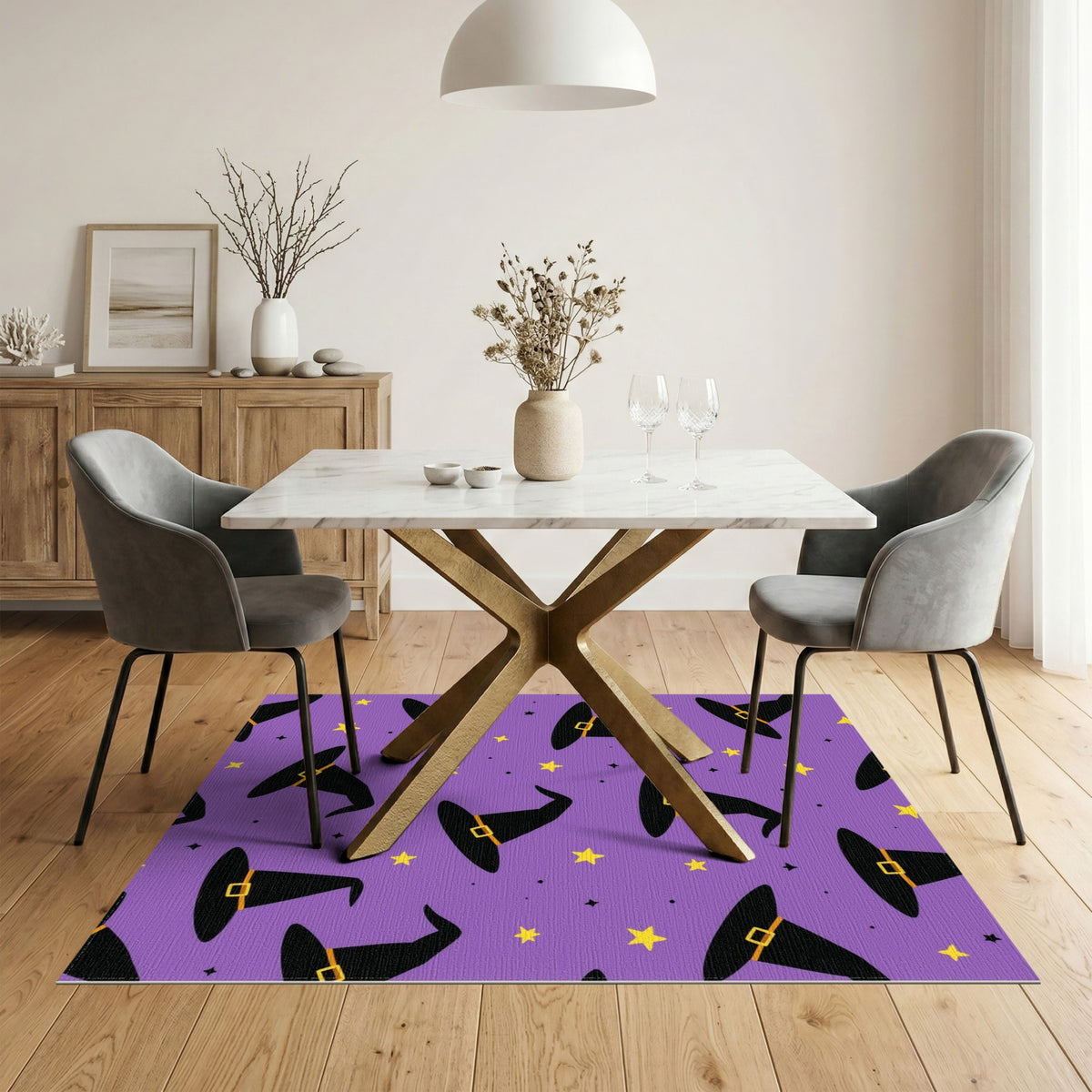 Purple Witch Hats Washable Area Rug