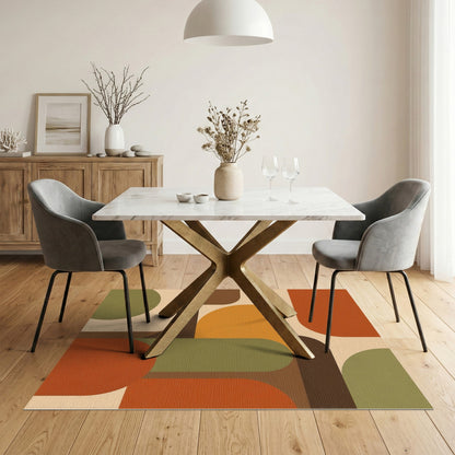 Geometric Modern Area Rug in Warm Orange Tones