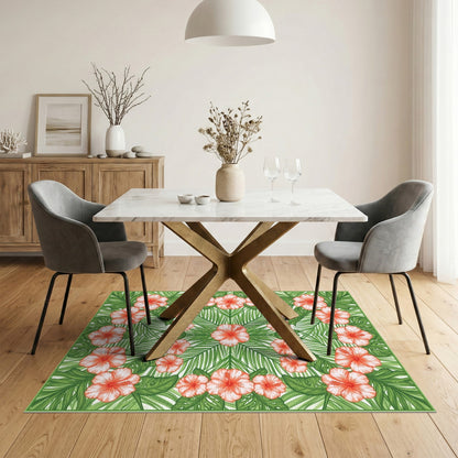 Multi-color and Patterns Red Hibiscus Floral Area Rug