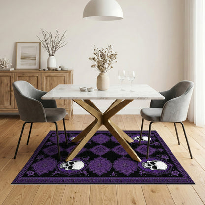 Purple Skull Mandala Area Rug