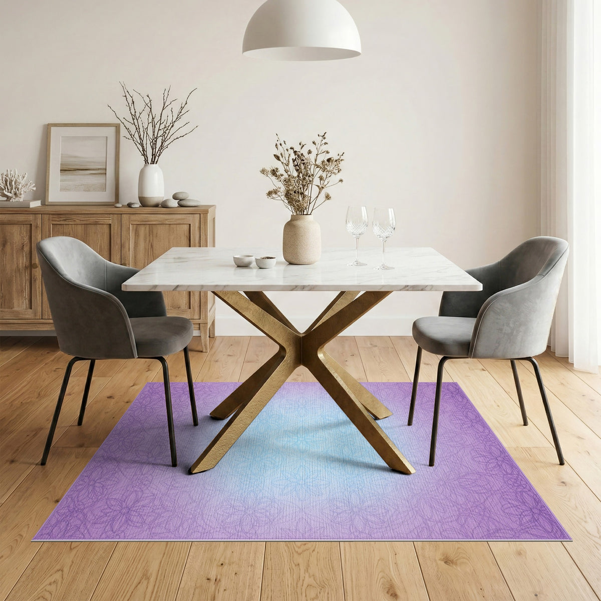 Purple Floral Ombre Vintage Area Rug