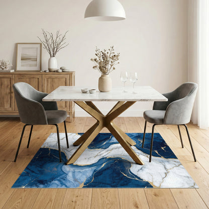 Navy Blue and Teal Navy Blue Gold Marble Abstract Area Rug