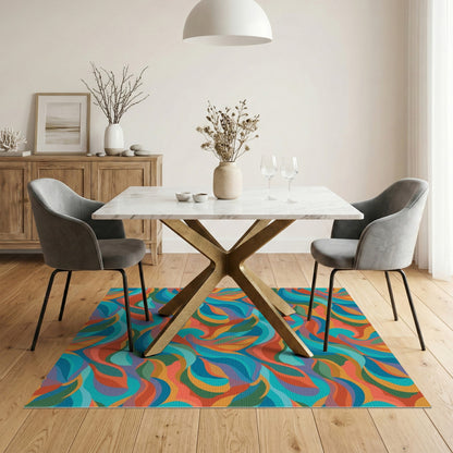 Vibrant Multi-Color Wave Area Rug