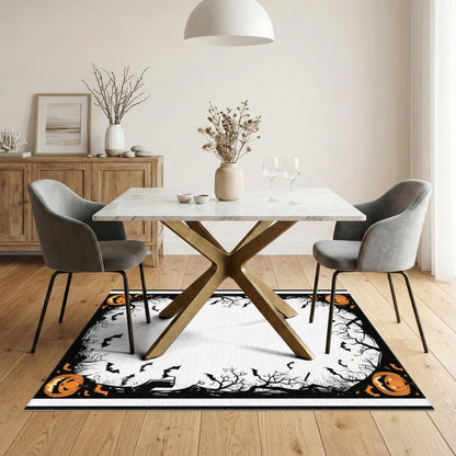 Spooky Halloween Pumpkins and Bats Area Rug