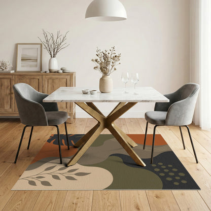 Earthy Abstract Leaf Area Rug