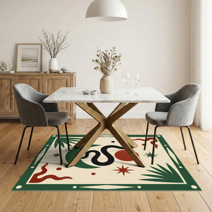 Green Snake Moon Abstract Area Rug