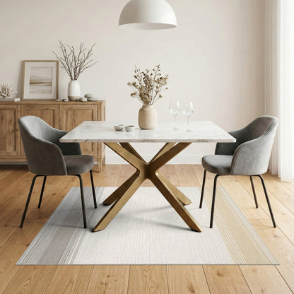 Beige Striped Washable Area Rug