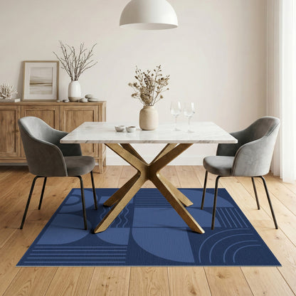 Navy Geometric Modern Navy Blue Geometric Area Rug