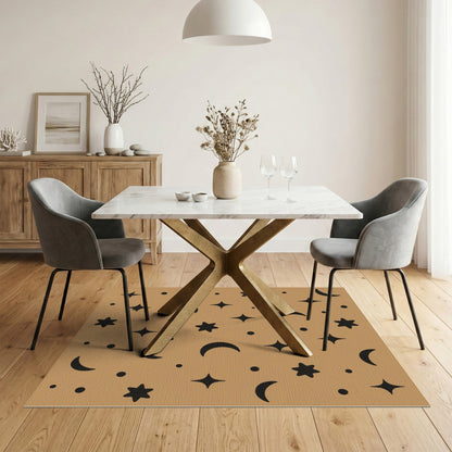 Kids Moon and Stars Brown Tan Area Rug