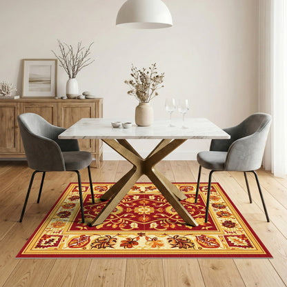 Red Floral Medallion Traditional Persian Area Rug