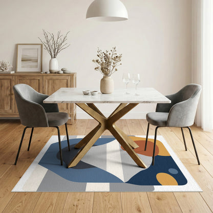 Abstract Multi-Color Blue and Brown Area Rug