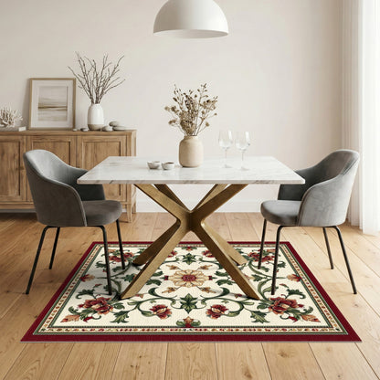 Red Floral Vine Vintage Area Rug