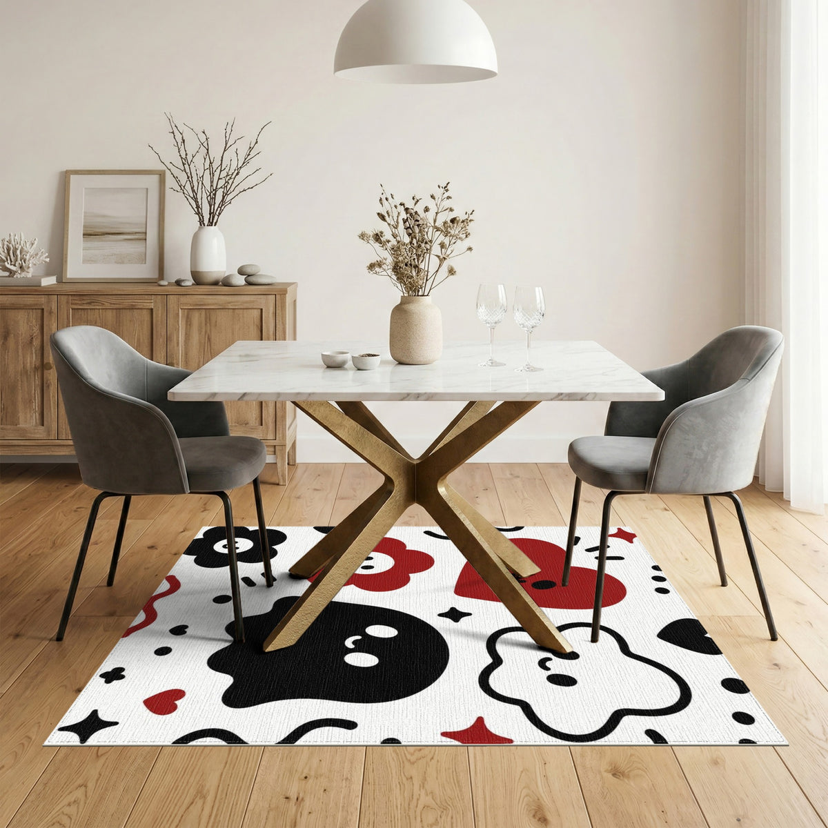 Cute Ghost Heart Kids Cartoon Washable Area Rug