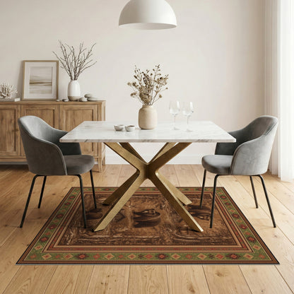Rustic Wildlife Bear Deer Forest Area Rug