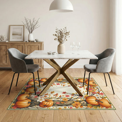 Orange Harvest Autumn Pumpkin Harvest Area Rug