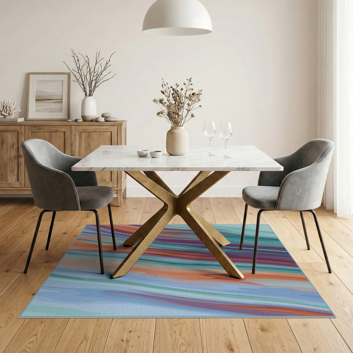 Abstract Area Multi-Color Abstract Wave Area Rug