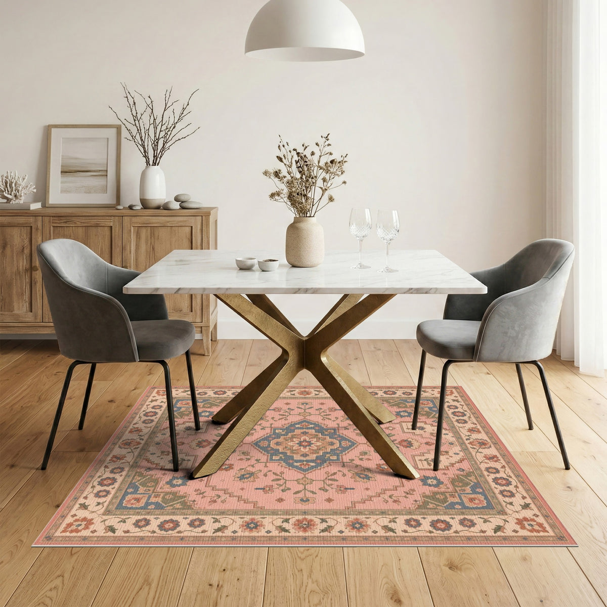 Medallion Pink Floral Medallion Vintage Area Rug