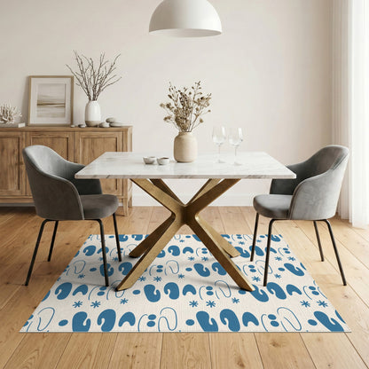 Blue Cartoon Smiley Kids Area Rug