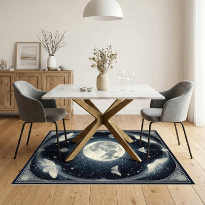 Moonlit Moth Celestial Area Rug