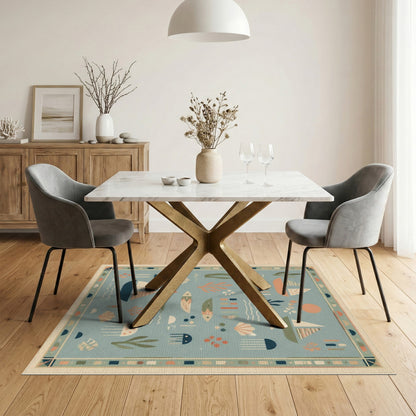 Blue Coastal Sailboats Area Rug