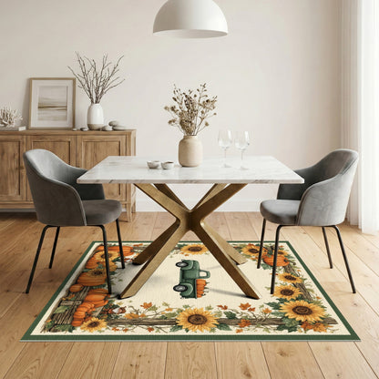 Fall Harvest Truck Gnomes Area Rug