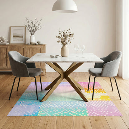 Pastel Pixel Geometric Washable Area Rug