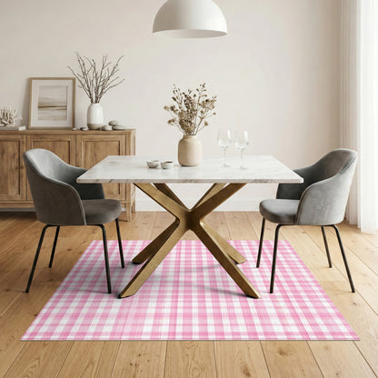 Geometric Modern Gingham Pink Gingham Checkered Washable Area Rug