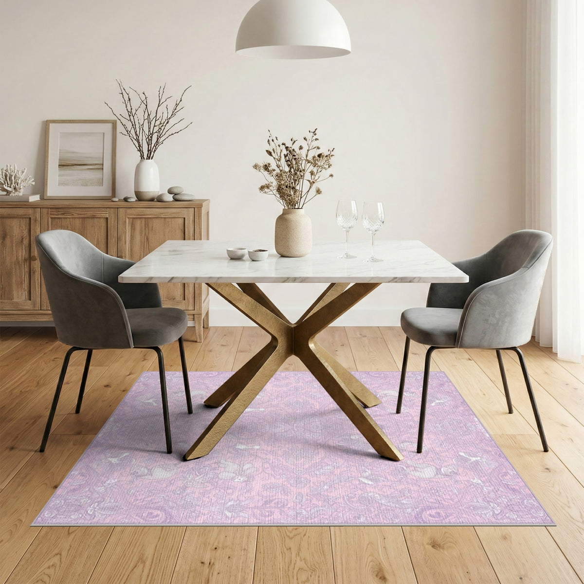 Pink Floral Unicorn Area Rug