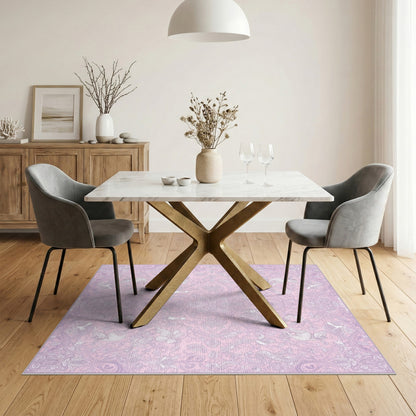 Pink Floral Unicorn Area Rug