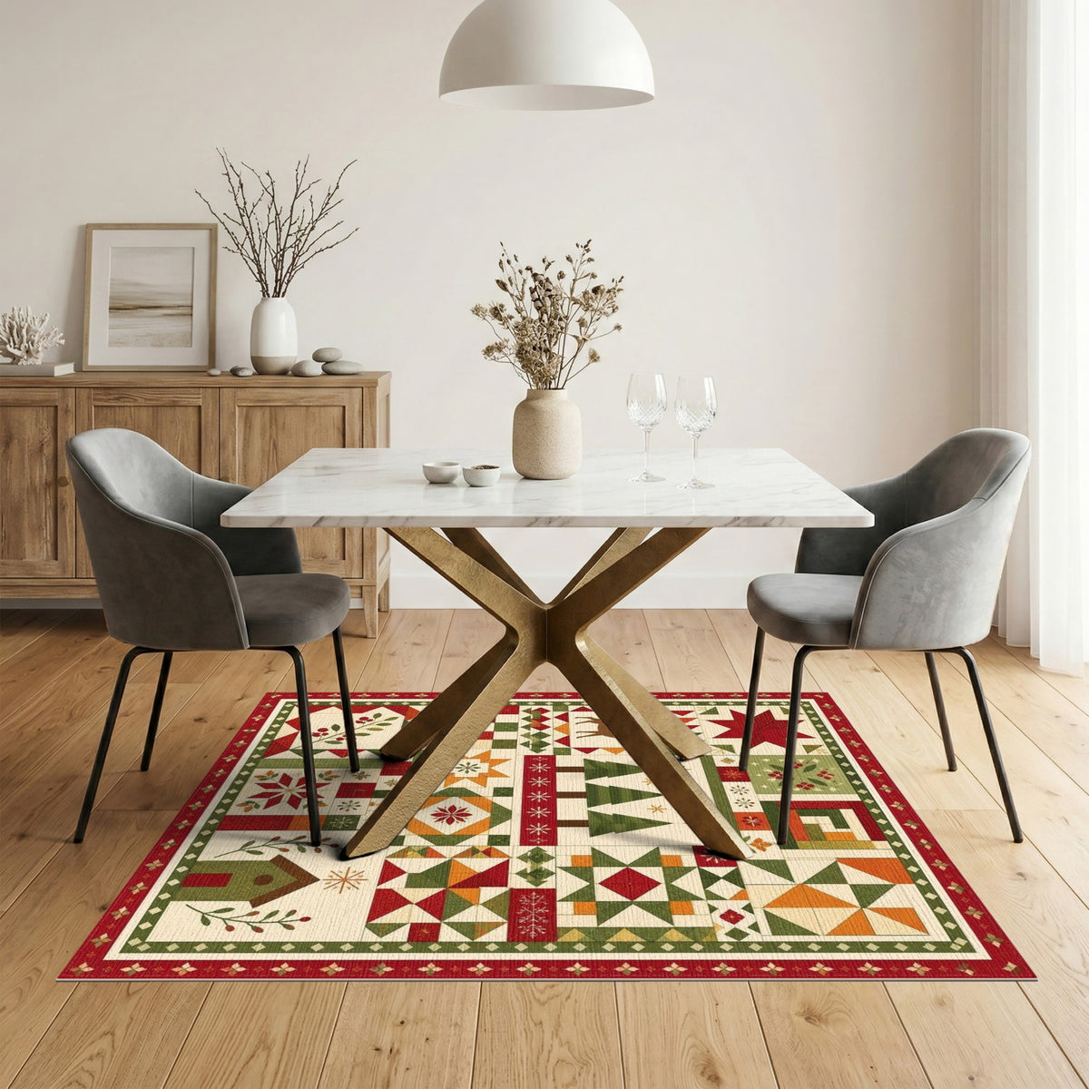 Christmas Patchwork Deer Area Rug