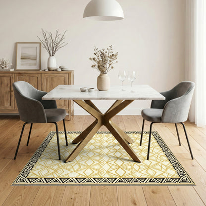 Geometric Modern Gold Geometric Diamond Area Rug